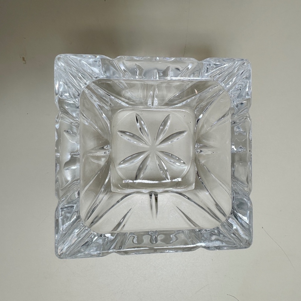 MCM Square Cut Glass Ashtray Excellent Condition